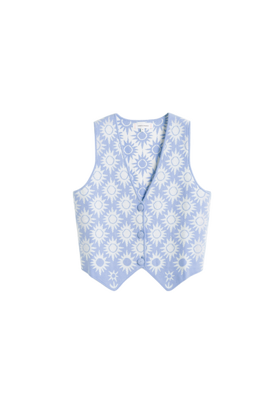 SAMPLE SALE - NO REFUNDS Sky-Blue Laura Whitmore Sunflower Waistcoat