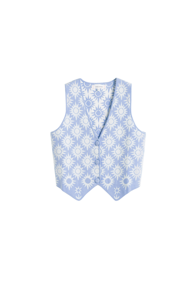 Sky-Blue Laura Whitmore Sunflower Waistcoat image 5