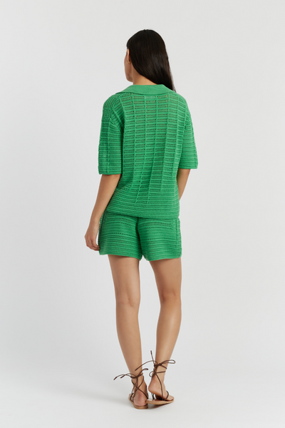 Green Cotton Crochet Shirt
