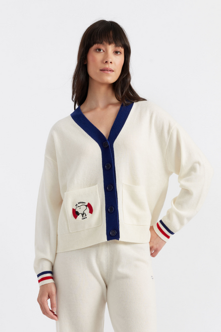SAMPLE SALE - NO REFUNDS Cream Wool-Cashmere Snoopy Nautical Cardigan