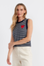 Navy-Cream Merino Heart Breton Tank