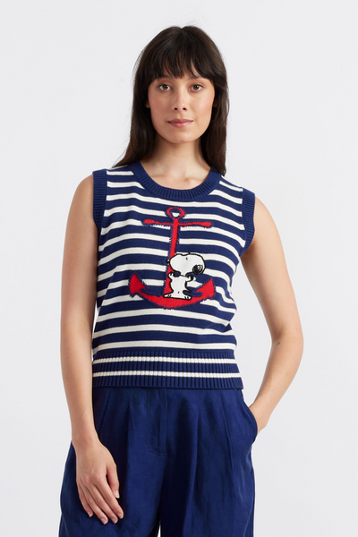 SAMPLE SALE - NO REFUNDS Blue Cotton Snoopy Anchor Tank