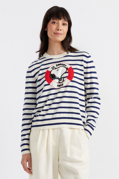 SAMPLE SALE - NO REFUNDS Blue Cotton Snoopy Nautical Sweater