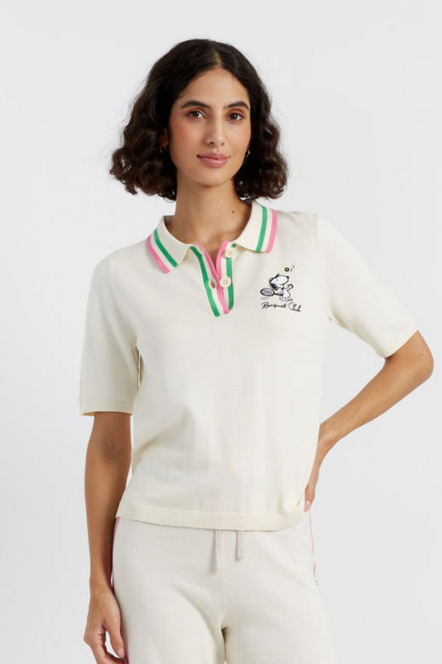 Cream Cotton Peanuts Racquet Club Polo image 1
