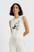 Cream Cotton Peanuts Racquet Club Tank