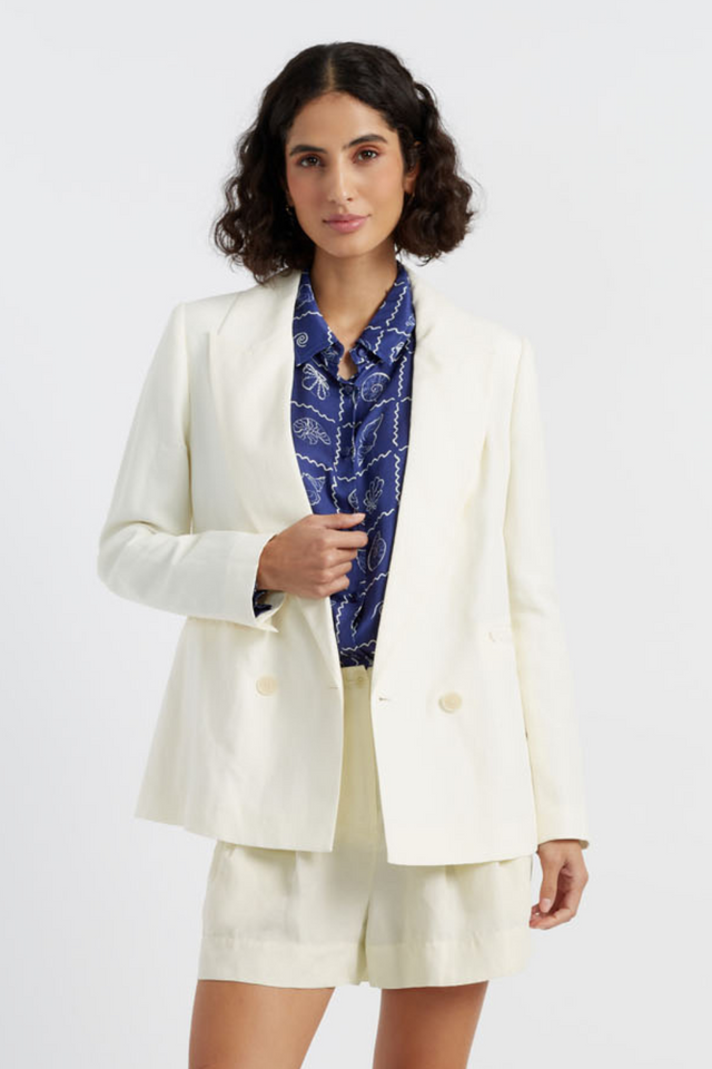 Cream Tencel-Linen Blazer image 3