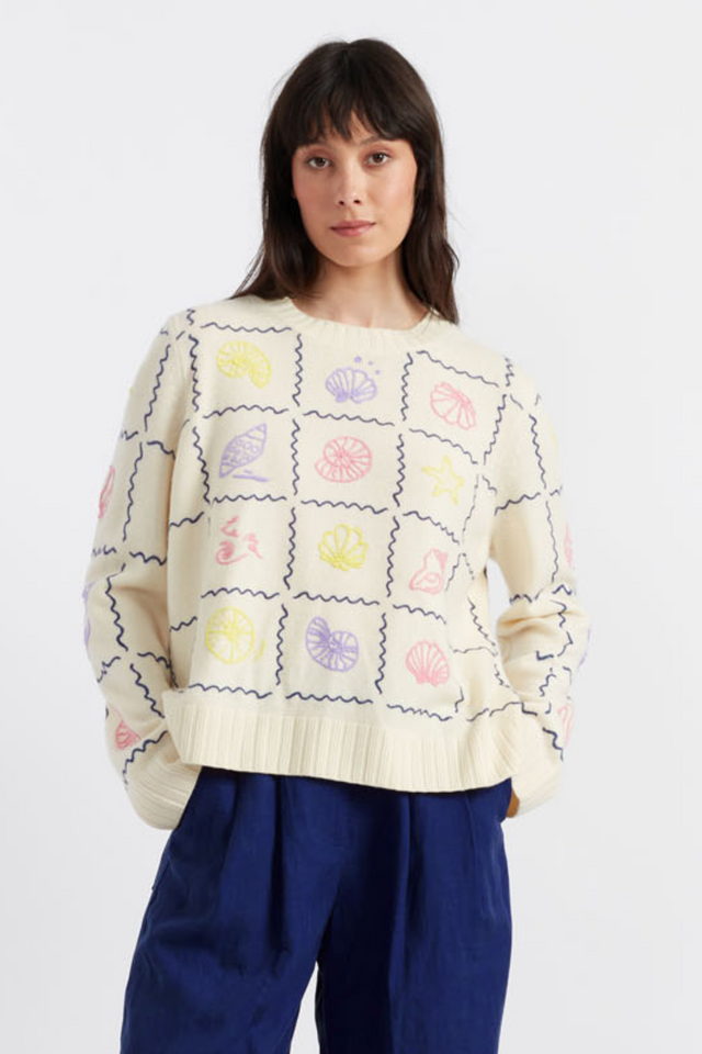 Cream Wool-Cashmere La Mer Embroidered Sweater image 1
