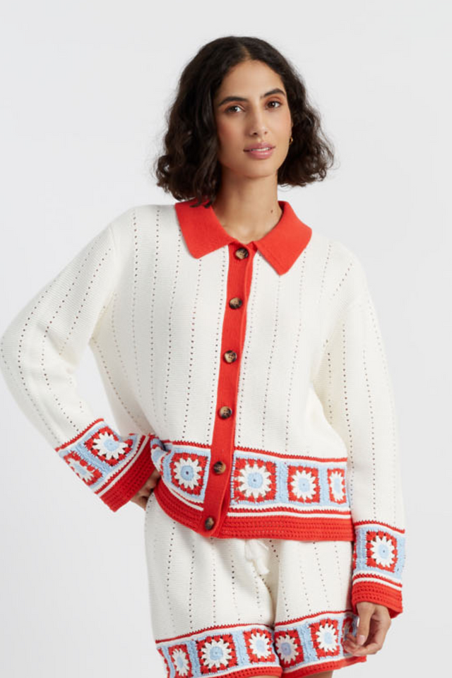 Terracotta Cotton Hand Crochet Shirt image 1