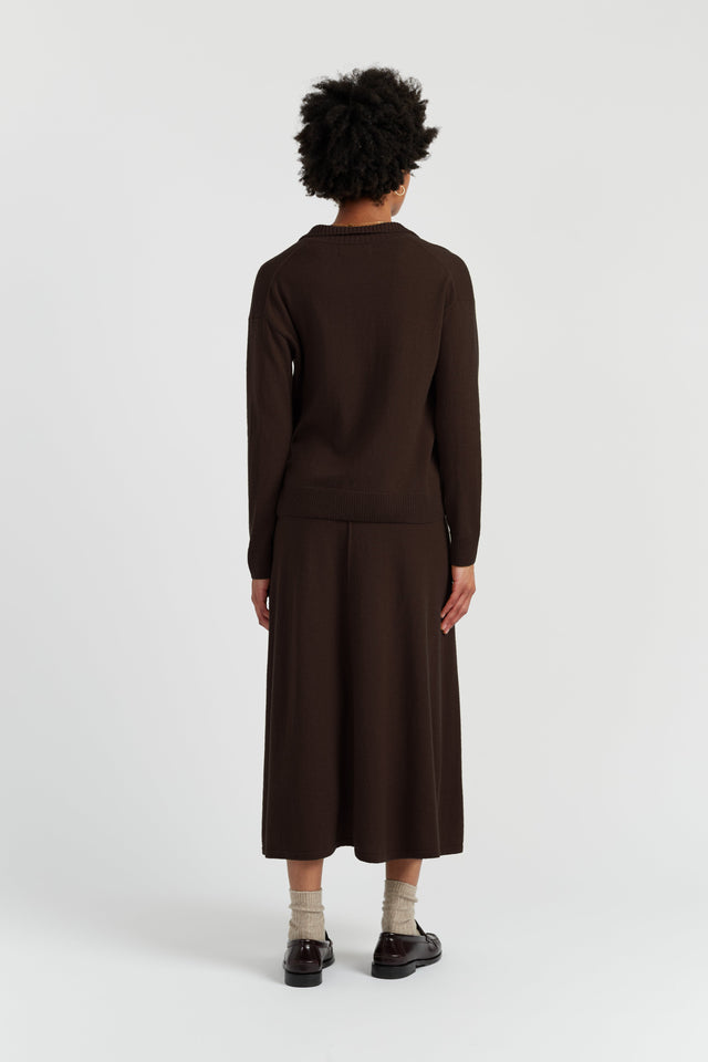 Chocolate Wool-Cashmere Collared Sweater image 3