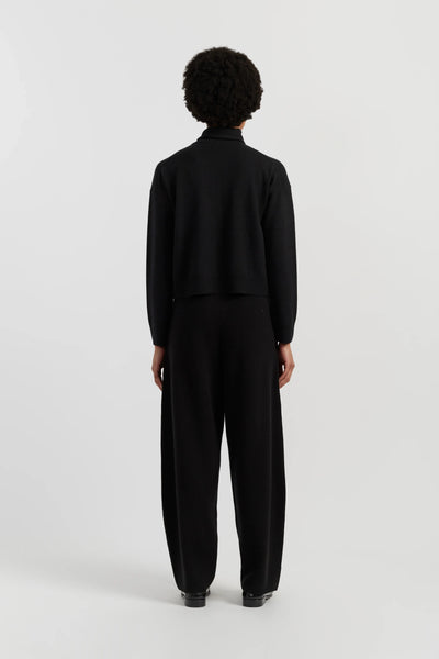Black Wool-Cashmere Barrel Pants