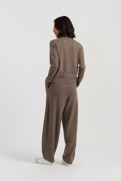 Mushroom Wool-Cashmere Barrel Pants