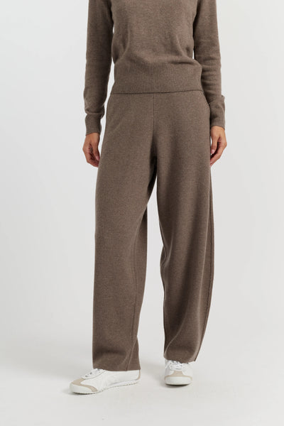 Mushroom Wool-Cashmere Barrel Pants