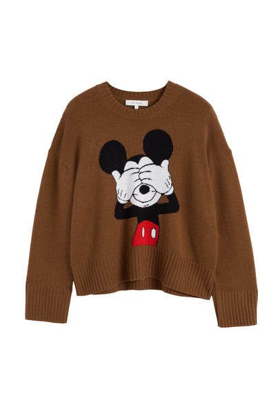 Toffee Wool-Cashmere Peeakabo Mickey Sweater