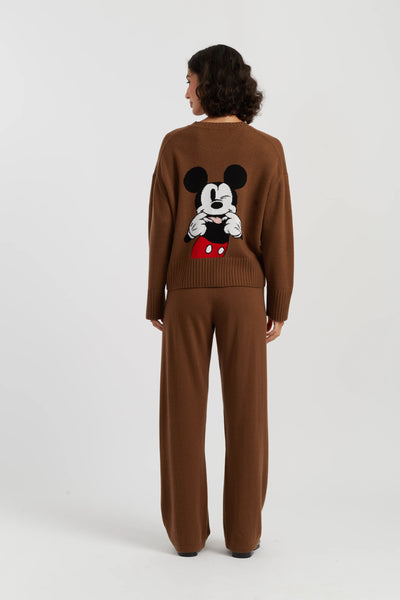Toffee Wool-Cashmere Peeakabo Mickey Sweater