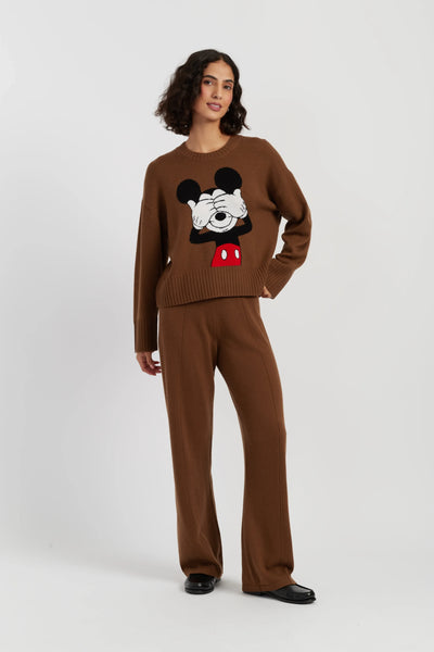 Toffee Wool-Cashmere Peeakabo Mickey Sweater