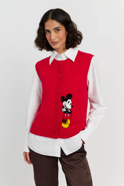 Red Wool-Cashmere Mickey's Waistcoat
