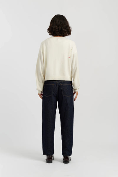 Cream Wool-Cashmere Mickey & Minnie Cardigan