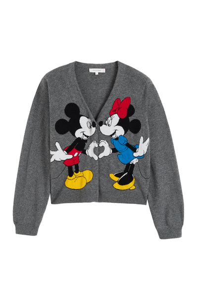 Grey Wool-Cashmere Mickey & Minnie Cardigan
