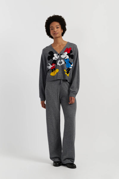 Grey Wool-Cashmere Mickey & Minnie Cardigan