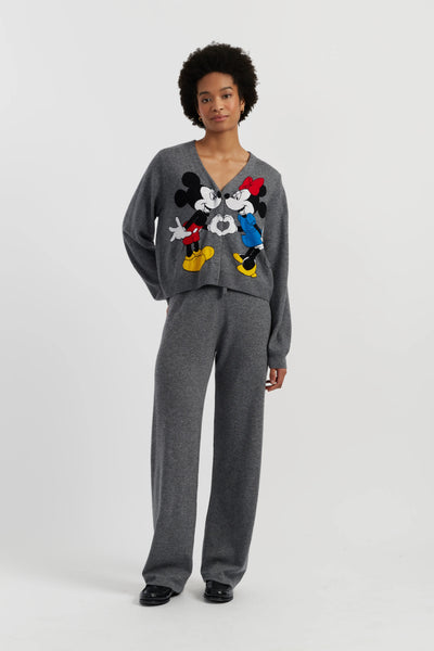 Grey Wool-Cashmere Mickey & Minnie Cardigan