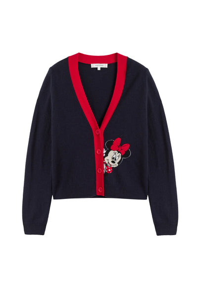 Navy Wool-Cashmere Minnie Peek Pocket Cardigan