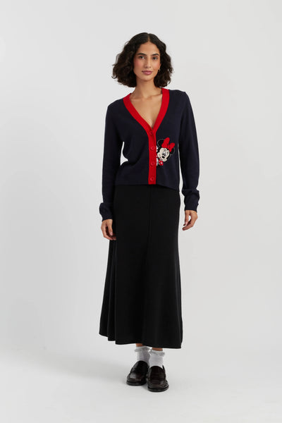 Navy Wool-Cashmere Minnie Peek Pocket Cardigan
