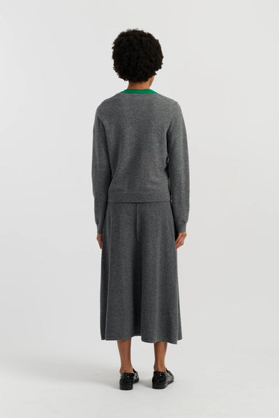 Grey Wool-Cashmere Mickey Peek Pocket Cardigan