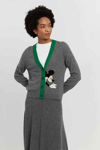 Grey Wool-Cashmere Mickey Peek Pocket Cardigan