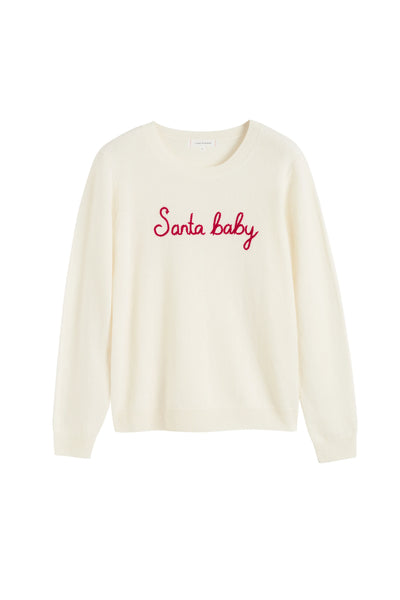 Cream Wool-Cashmere Santa Baby Sweater