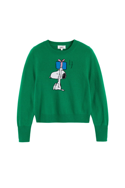 Green Wool-Cashmere Snoopy's Gift Sweater