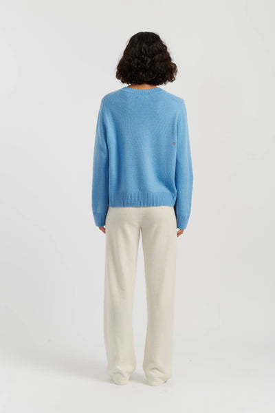 Sky-Blue  Wool-Cashmere Snoopy On The Slopes Sweater