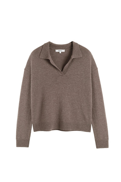 Mushroom Wool-Cashmere Collared Sweater