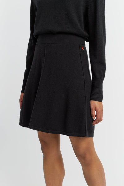 Black Wool-Cashmere Mini Skirt