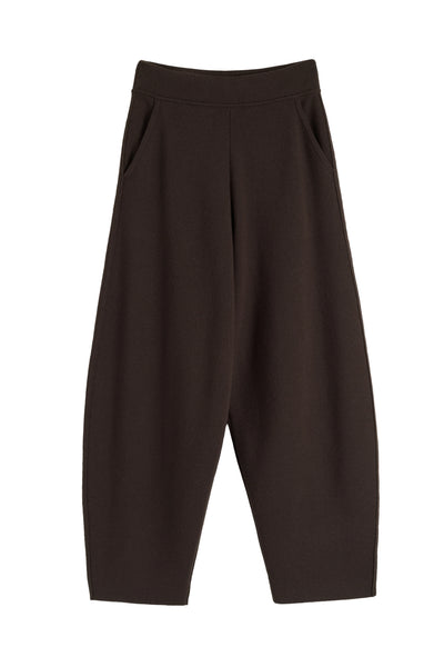 Chocolate Wool-Cashmere Barrel Pants