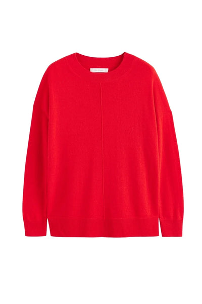 Velvet-Red Wool-Cashmere Slouchy Sweater
