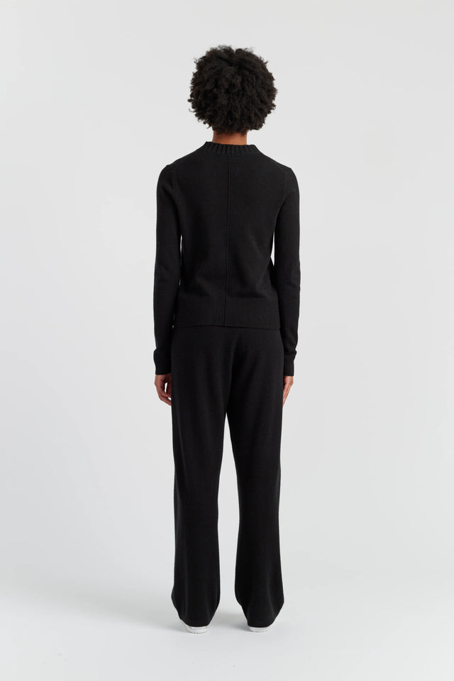 Black Wool-Cashmere Cropped Sweater image 2