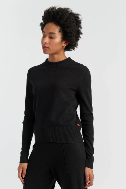 Black Wool-Cashmere Cropped Sweater