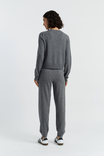 Grey Wool-Cashmere Cuffed Joggers