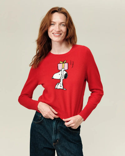 Red Wool-Cashmere Snoopy's Gift Sweater
