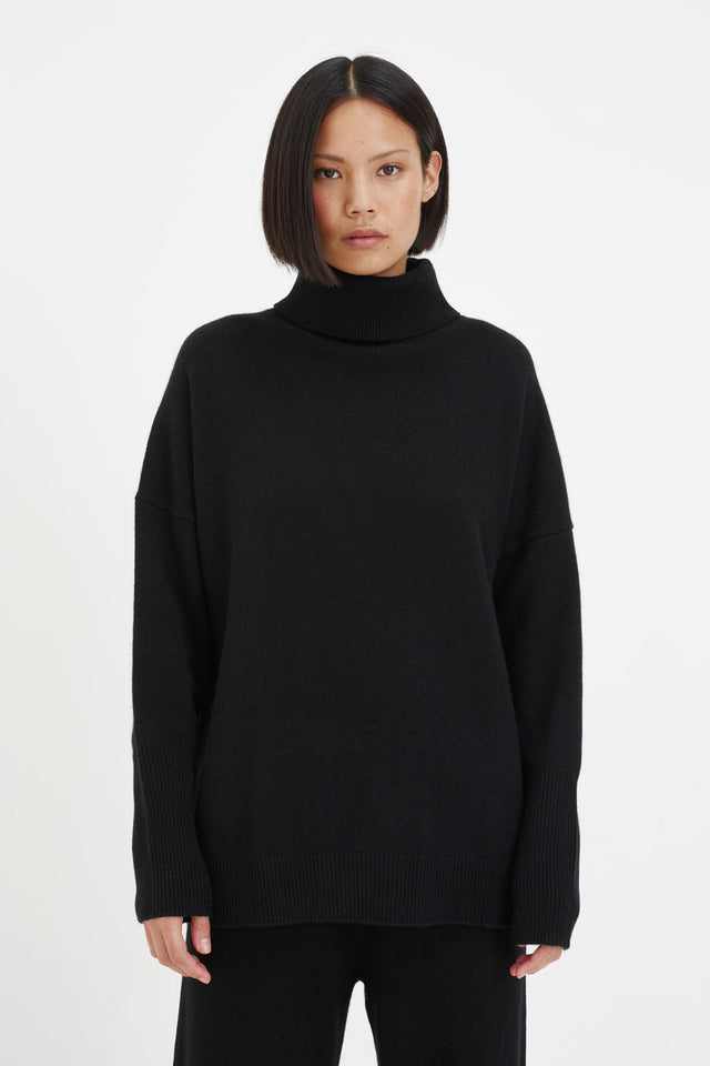 Black Pure Cashmere Rollneck Sweater image 3