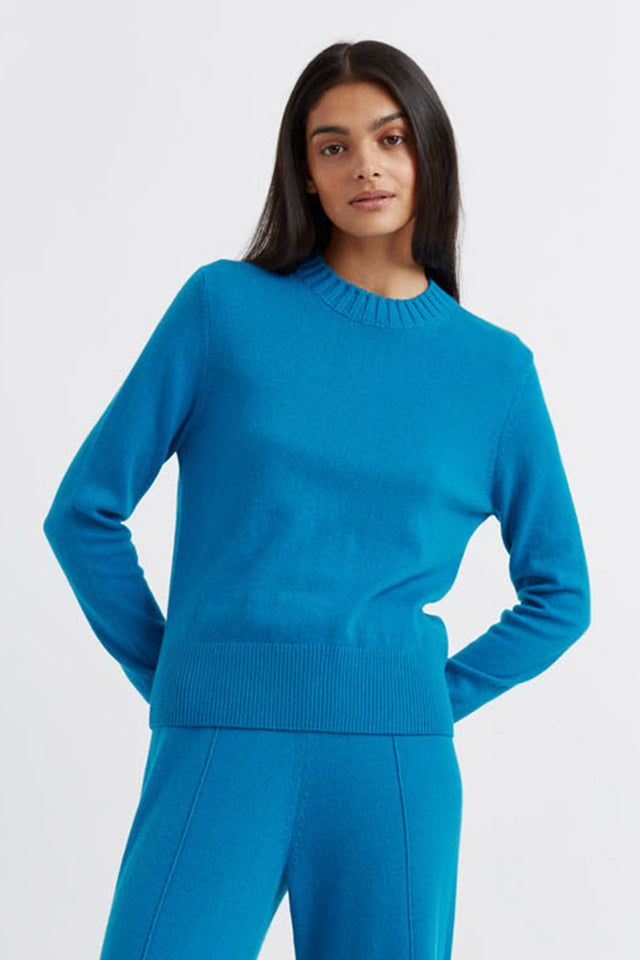 Teal Wool-Cashmere Cropped Sweater image 1