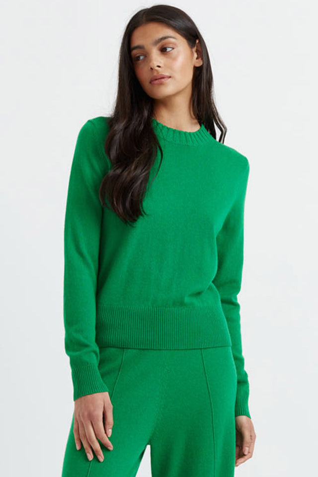 Forest-Green Wool-Cashmere Cropped Sweater image 1