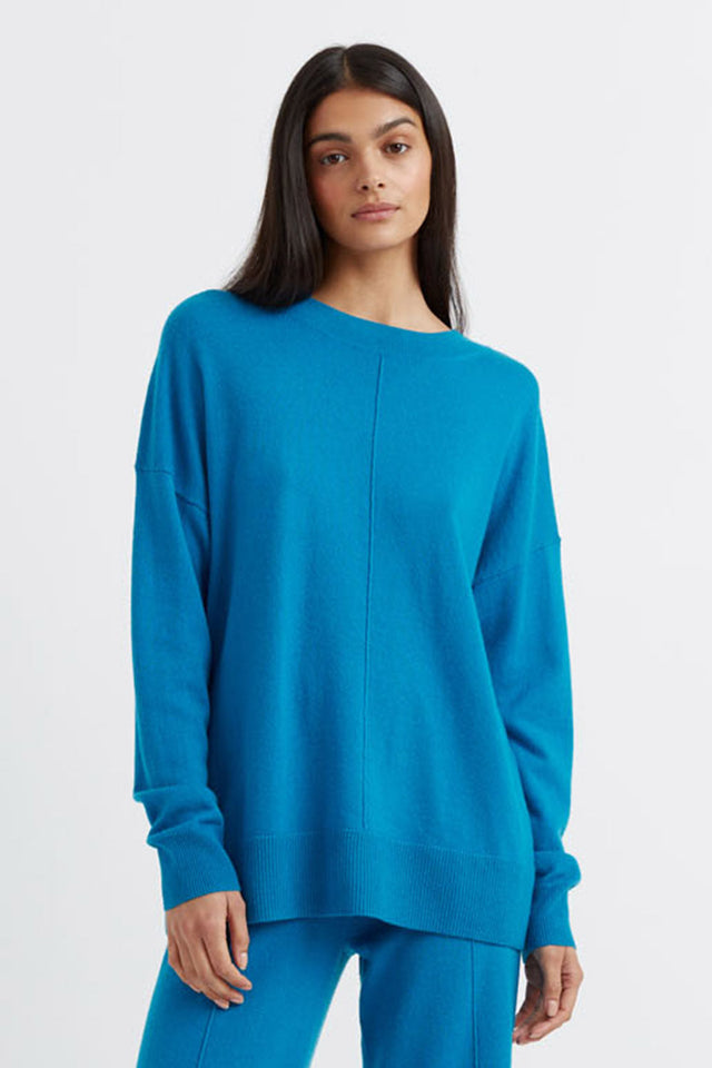Teal Wool-Cashmere Slouchy Sweater image 1