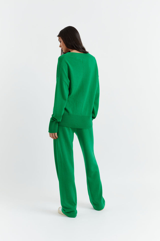 Forest-Green Wool-Cashmere V-Neck Sweater image 3