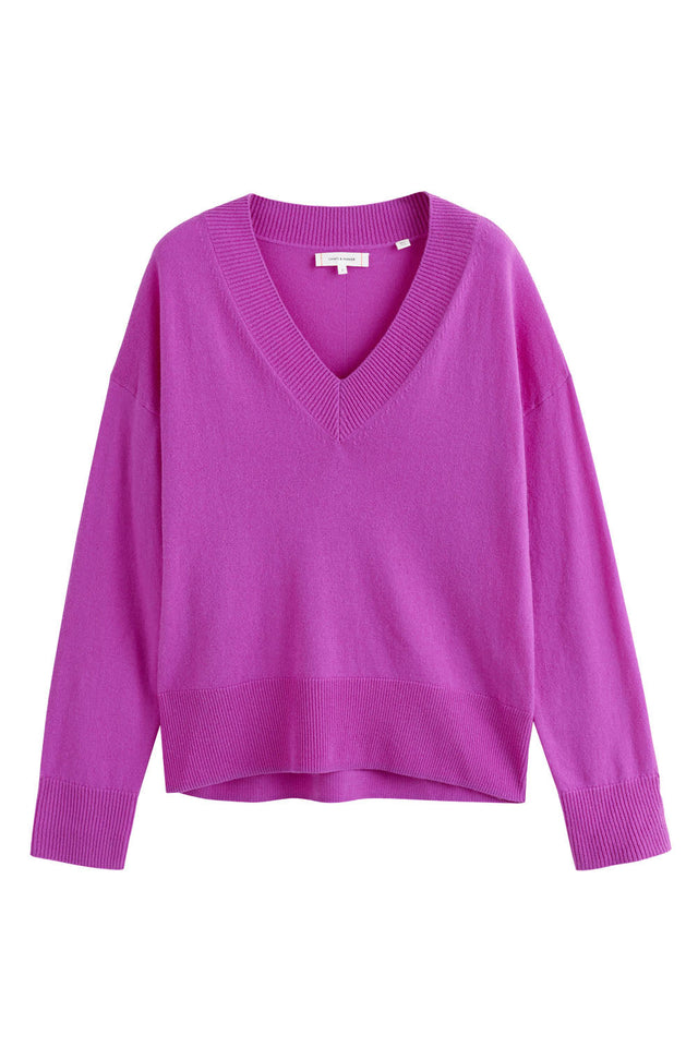 Violet Wool-Cashmere V-Neck Sweater image 2
