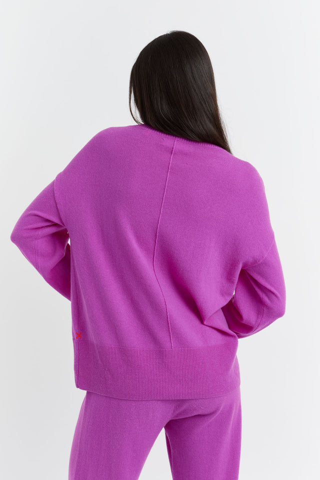 Violet Wool-Cashmere V-Neck Sweater image 3