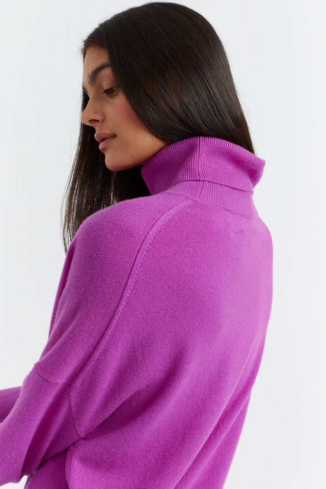 Violet Wool-Cashmere Relaxed Rollneck Sweater image 3