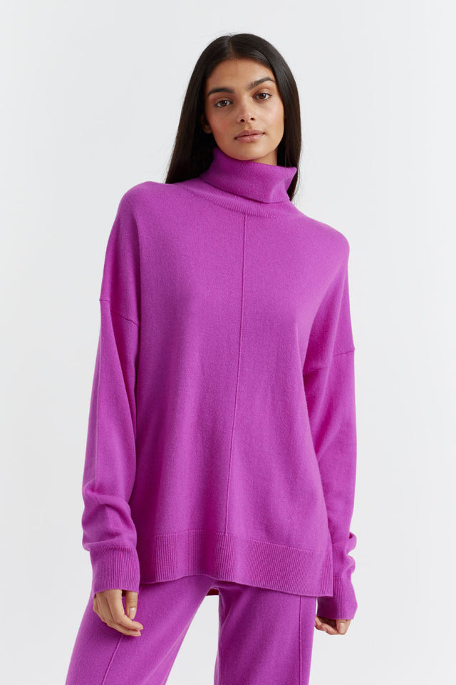 Violet Wool-Cashmere Relaxed Rollneck Sweater image 1