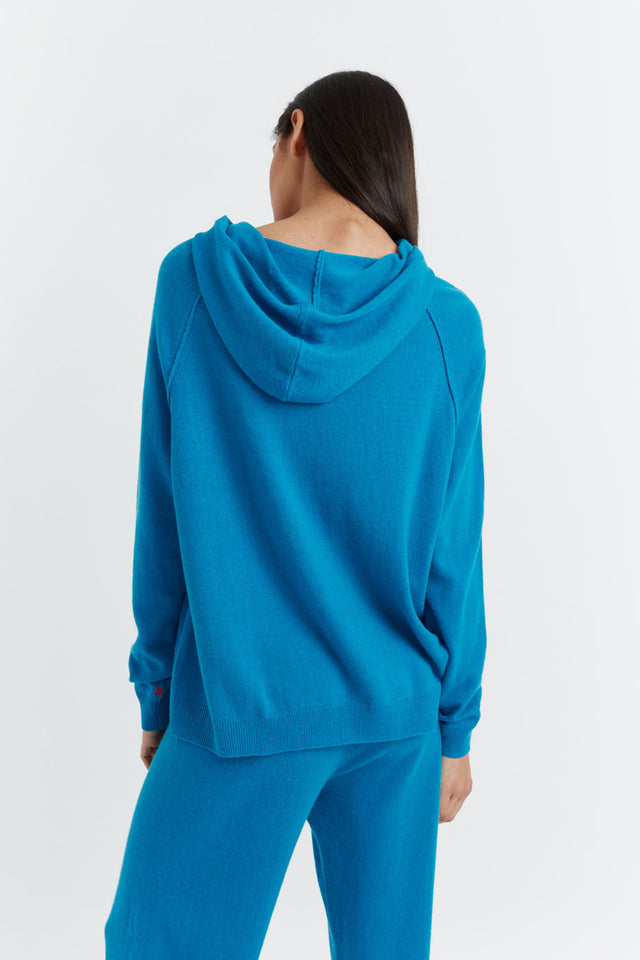 Teal Wool-Cashmere Boxy Hoodie image 3