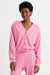 Flamingo-Pink Wool-Cashmere Cropped Cardigan
